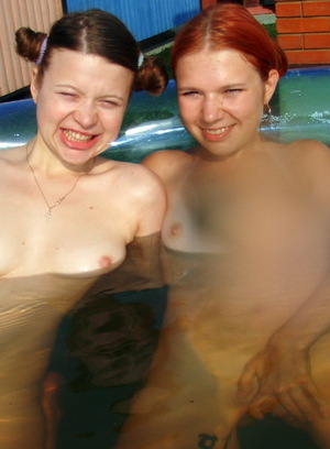 dildo lesbian outdoor pool redhead teen 