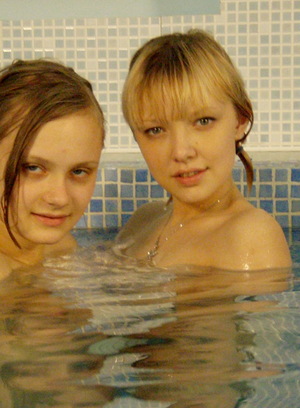 blonde lesbian pool teen 